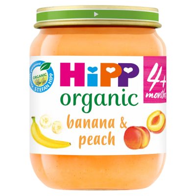hipp organic banana and peach baby food e1712925986661