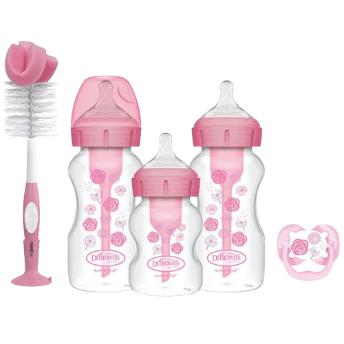 Dr brown anti colic options+ bottle gift set pink (1)