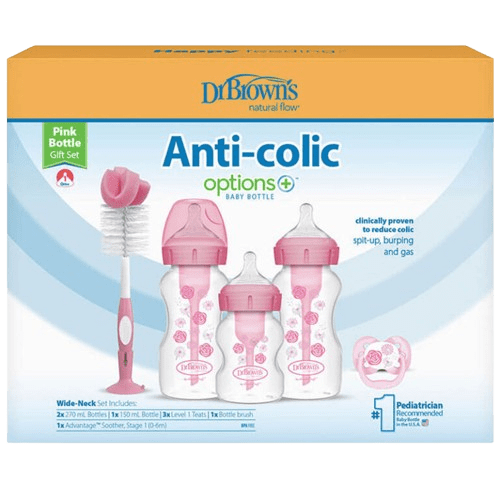 Dr brown anti colic options+ bottle gift set pink (2)