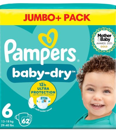 Pampers Baby Dry 6 Jumbo+ 62 Nappies