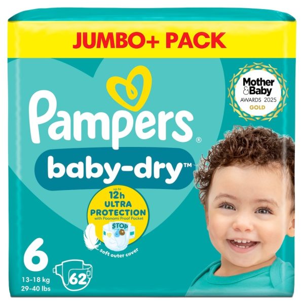 Pampers Baby Dry 6 Jumbo+ 62 Nappies