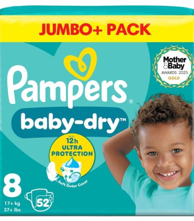 Pampers baby dry s8 jumbo+ nappies 52pcs