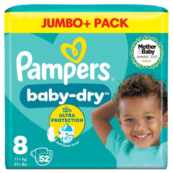 Pampers baby dry s8 jumbo+ nappies 52pcs