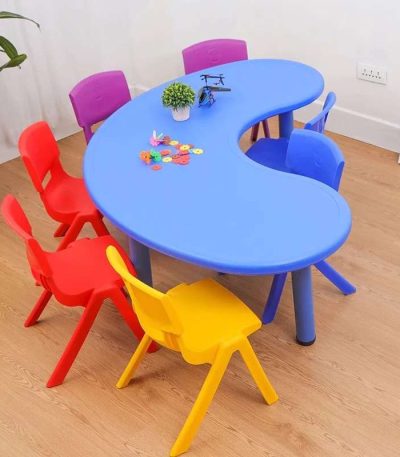 half moon table blue