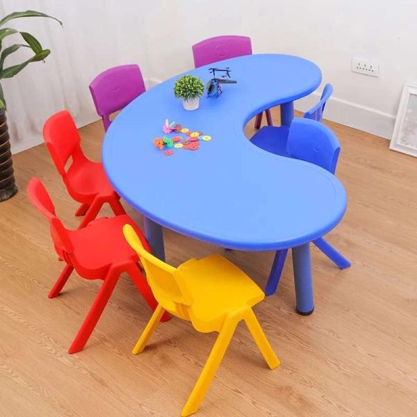 half moon table blue