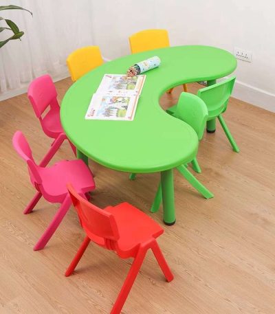 half moon table green