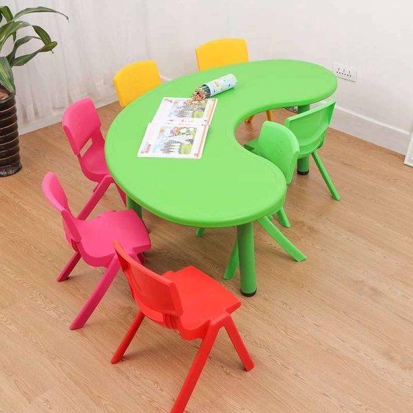 half moon table green